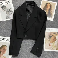 Autumn Winter Fashion Women's Blazer Korean Style Office Cropped Blazers Spring Women All-Match Street Long Sleeve Suit Jacket