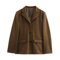 HXAO Women's Jacket Old money Jackets Brown Leather Suede Jacket Coat Vintage Demi-season Jacket Autumn Winter New in Outerwears