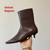 FEDONAS 2025 New Genuine Leather Ankle Boots For Women Kitten High Heels Pumps Leather Elegant Fashion Street Short Boots Shoes
