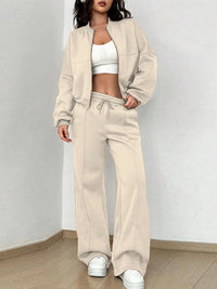 Tracksuit Suits Women's Sportswear 2-piece Retro Zipper Bomber Jacket Sweatshirt High-waisted Women's Loose Velvet Pants Suit