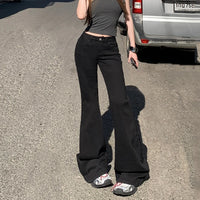 KSTUN 2025 New Low Waist Boot Cut Jeans For Women Fashion Stretch Denim Flared Pants Black Casual Female Bell Bottom Trousers