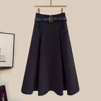 Big Size Women's Autumn Suit New Style Sweater Skirt Two-piece Set Regular Fit Vestidos De Dos Piezas Mujer Elegantes