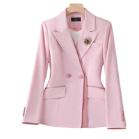 S-4XL PinK White Women Blazer and Pant Suit Office Ladies Business Work Wear 2 Piece Set Female Long Sleeve Jacket And Trouser