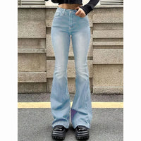 2025 Lady Vintage High Waist Flared Jeans Girls Stretchy Bootcut Denim Pants Women Slimming Thin Bell Bottoms Casual Trousers
