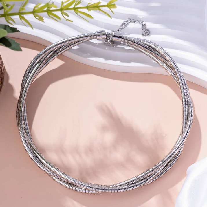 New Punk Style Gold Color Multilayer Wrap Necklace for Women Fashion Simple Design, Trendy Holiday Party Jewelry Accessory