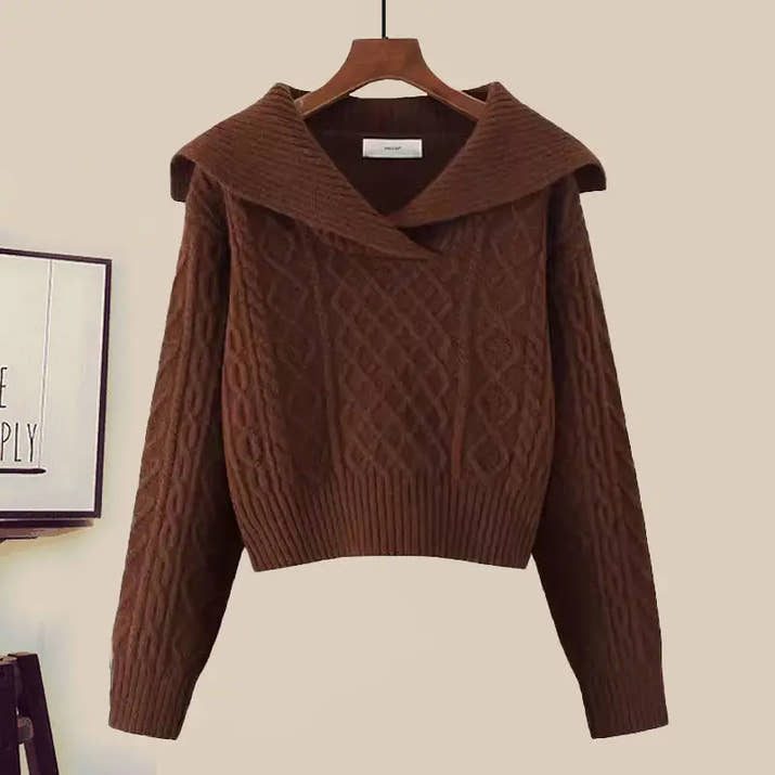 Big Size Women's Autumn Suit New Style Sweater Skirt Two-piece Set Regular Fit Vestidos De Dos Piezas Mujer Elegantes