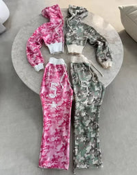 Camouflage joggers Short Set Waist Hugged Slim Hoodie women jacket Y2K Sportswear Two Piece sets Womens Hip Hop Sports Pants