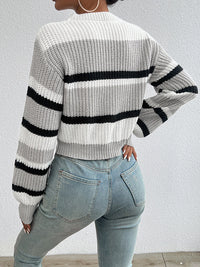 autumn and winter hot sale new acrylic loose drop shoulder round neck color matching knitted long sleeve ladies sweater
