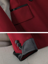 Elegant Red Black Women Pant Suit Office Ladies Female Business Work Wear 2 Piece Set Formal Blazer Jacket And Trouser Women3354