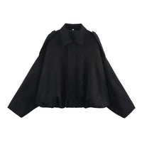 ETJ 2025   new women's suede texture effect Loose version of fashion lapel shoulder bomber jacket