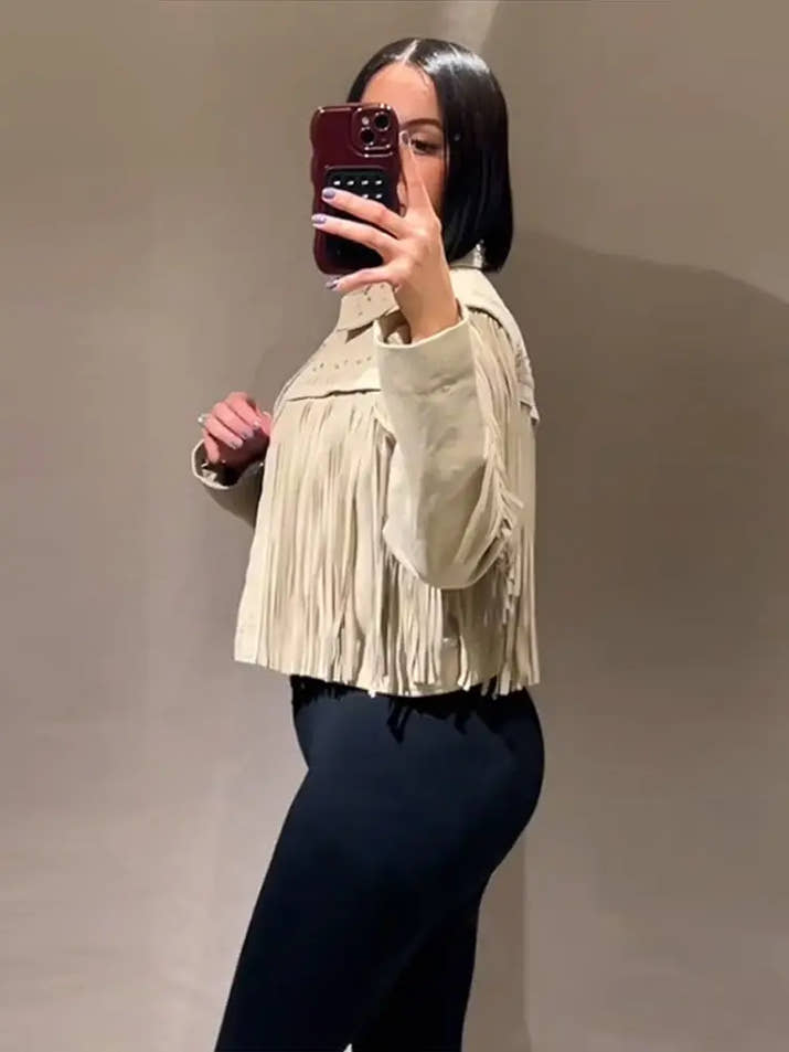 Designer Tassel Beading Jacket Women Vintage Turn-down Collar Long Sleeve Zipper High Street Coats 2025 Fashion Ladies Outerwear