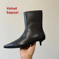 FEDONAS 2025 New Genuine Leather Ankle Boots For Women Kitten High Heels Pumps Leather Elegant Fashion Street Short Boots Shoes
