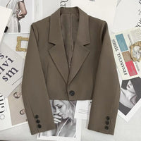 Autumn Winter Fashion Women's Blazer Korean Style Office Cropped Blazers Spring Women All-Match Street Long Sleeve Suit Jacket