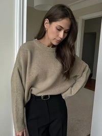 Yellow Knitted Letter Sweater Women Elegant Round Neck Long Sleeve Short Pullover Casual Lady New Street Autumn Holiday Sweaters