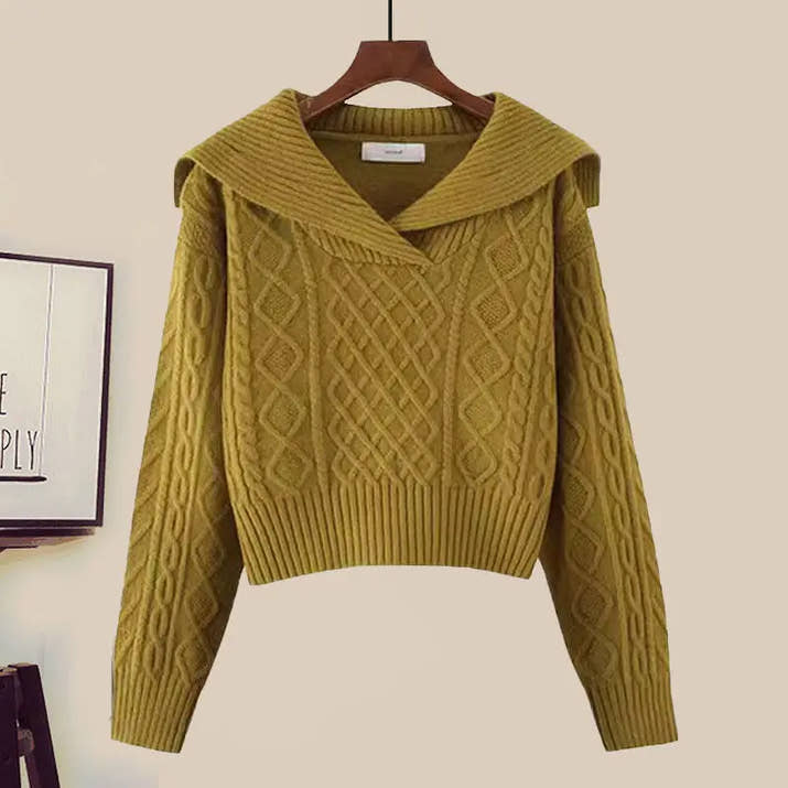 Big Size Women's Autumn Suit New Style Sweater Skirt Two-piece Set Regular Fit Vestidos De Dos Piezas Mujer Elegantes