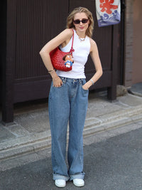 Bornladies Women's New 2025 Autumn Trendy Wide Leg Jeans Loose Straight Leg Floor  Length Retro Cotton Jeans