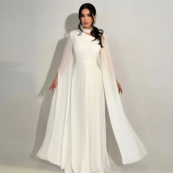 Summer Women's Clothing O-neck Long Sleeve Party Dress Elegant Solid Color Robe Dress Fashion High Waist Slim Evening Dress
