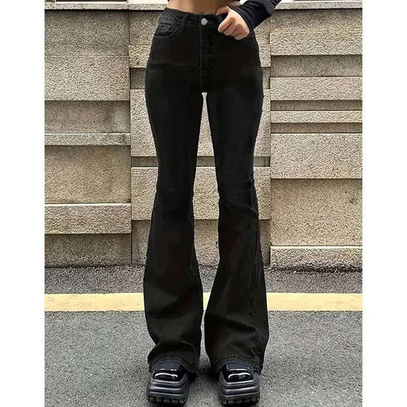 2025 Lady Vintage High Waist Flared Jeans Girls Stretchy Bootcut Denim Pants Women Slimming Thin Bell Bottoms Casual Trousers