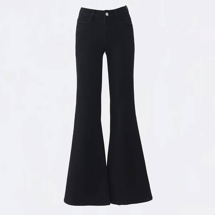 KSTUN 2025 New Low Waist Boot Cut Jeans For Women Fashion Stretch Denim Flared Pants Black Casual Female Bell Bottom Trousers