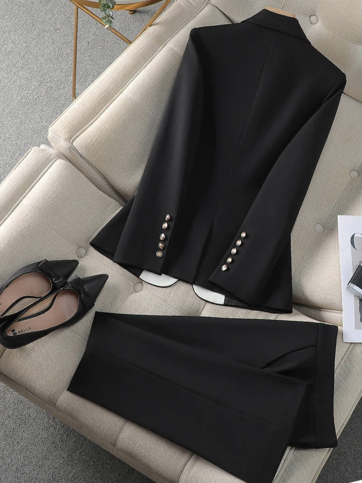Fashion Red Black Beige Women Pant Suit 2 Piece Set Office Ladies Female Business Work Wear Formal Blazer Jacket And Trouser