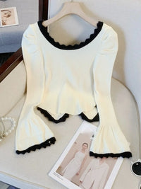 Y2K Temperament Women Cardigan Tops 2025 Ropa Mujer Pull Femme  Knitted Tunic Sweater Coat Ruffles Chic Sweet Sueter