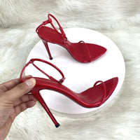2025 one-word fashion sandals stiletto summer European and American pointed high-heeled women's shoes