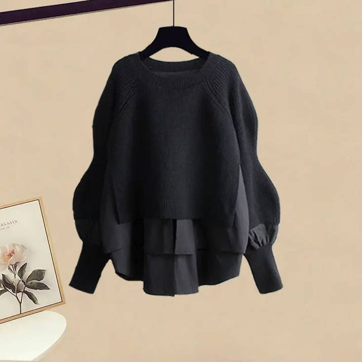 Women Spring Autumn Two Pieces Sets Korean Long Sleeve Pullover Knitted Sweater And Pleated skirt Long Suit